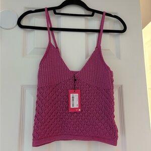 Pink Knit Sleeveless Top Edikted